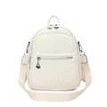 Zaino chic in pelle bianco crema con motivo geometrico e ampia tracolla in tessuto - Bianco (3009)
