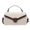 Bolso de mano chic en color crema y marrón con asa superior y correa bandolera - Blanco Roto
