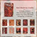 Vintage-Deko-Papierset Red Skeleton Cradle mit 10 dunklen gotischen Motiven für Scrapbooking - Rote Skelettwiege