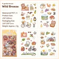 Breeze Wild Lotus series waterproof PET stickers set with pastoral picnic and floral motifs - Sunlit Basket