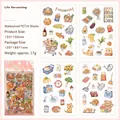 Waterproof PET stickers set featuring cute hand-drawn food and animal illustrations - Life's Harvest