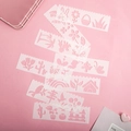 Set of translucent white plastic drawing stencils with floral and animal patterns - Garden