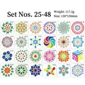 Lot de 24 pochoirs de mandala 130x130mm aux motifs géométriques et floraux variés - Ensemble n° 25-48