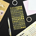 Gold glitzernde Alphabet-Aufkleber A-Z für Bastelarbeiten und DIY-Journalgestaltung - Goldene Standardbuchstaben
