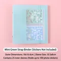 Mintgrüner Sammelalbum für Aufkleber mit Gummiband und Platz für bis zu 100 Postkarten - Minzgrün