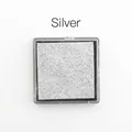 Square silver glitter ink pad in clear acrylic case for children DIY art - Silver