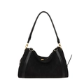 Sac cabas noir en daim avec finitions cuir et détails dorés pour femme, grand format - Noir