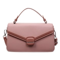 Bolso bandolera de ante rosa con cierre metálico y diseño de colores en contraste - Rosa