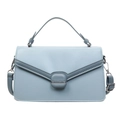 Sac à bandoulière en similicuir bleu clair avec rabat aimanté et détails argentés - Bleu