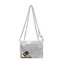 Light grey crossbody bag with cloud texture, gold chain strap and metal lock - Silver