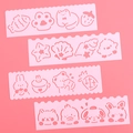 Rosa Zeichenschaublonen Set 4-teilig für Kinder DIY Scrapbooking mit Tiermotiven - Stil 3 (Katze & Frucht Thema)