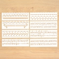 Set di 8 stencil in plastica flessibile bianca con bordi decorativi e lettere dell'alfabeto - Motivo Alfabeto a Onde