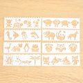 Set di 8 stencil bianchi per bambini con bordi decorativi cavi per il disegno - Stile animali