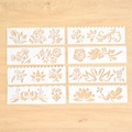 Set di 8 stencil bianchi con motivi floreali e di cigno per decorazioni fai-da-te - Motivo Piante e Fiori