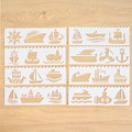 White nautical plastic drawing stencils set with various ship and anchor patterns - Cruise Ship Pattern
