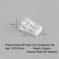 Clip transparente de plástico para bricolaje de 13x26x13mm con resorte de metal sólido - Sin Adhesivo
