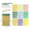 Set of 9 colorful waterproof PVC alphabet and number stickers with precut borders - Colored Outline (Hollow)