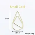 Minimalist gold teardrop paperclip, small size 25mm x 15mm for office and stationery use - 50 Pieces / Small Gold