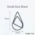 Small black teardrop-shaped metal paperclip bookmark for stationery and office use - Small Black