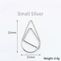 Small silver teardrop shaped metal paperclip bookmark 25mm length 0.4g weight - 50 Pieces / Small Silver
