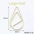 Large gold teardrop paperclip bookmark, 33mm by 20mm metal stationery accessory - 30 Pieces / Large Gold