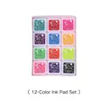 Set de 12 tampons encreurs carrés pour peinture au doigt avec couleurs arc-en-ciel - Ensemble de 12 Couleurs en Boîte