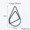 Water drop shaped paper clip in black finish with detailed 33mm by 20mm dimensions - L Black