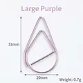 Creative purple teardrop-shaped metal paperclip measuring 33mm by 20mm for stationery - L Purple