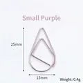 Teardrop shaped purple paper clip 25x15mm mini metal bookmark office stationery - Small Purple