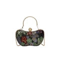 Vintage Abendtasche mit bunten Pailletten, Goldgriffen und Perlenverschluss - Lila