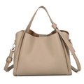Sac seau minimaliste en cuir grainé abricot avec poignée et finitions dorées - Kaki