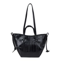 Grand sac cabas noir brillant avec texture froissée et doubles anses pour l'épaule - Noir