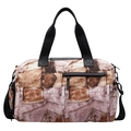 Large capacity vintage denim print travel bag with adjustable strap and top handles - Purple