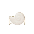 Elegant matte white conch shaped acrylic evening bag with gold chain strap - White