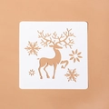 Pochoir de Noël avec un renne bondissant et des flocons sur un fond rose doux - Modèle Renne Bondissant (N° 6)