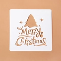 Pochoir de Noël blanc en plastique avec sapin et étoiles pour loisirs créatifs - Style de Message de Vœux pour Sapin de Noël (N° 11)