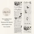 Ruban PET vintage décoratif avec motifs de fleurs rétro et écriture cursive élégante - Forêt de Brume