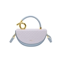 Light blue and lavender crossbody bag with woven texture and gold ring handle detail - Blue
