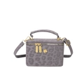 Bolso caja con estampado de leopardo gris, camelia dorada y correa ajustable - Gris
