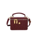 Bolso de mano vintage con estampado de leopardo rojo oscuro y detalles dorados - Burdeos