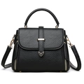 Bolso de mano negro para mujer en cuero sintético con cierre dorado y correa ajustable - Negro