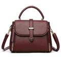 Bolso de mano granate para mujer en cuero sintético con detalles dorados - Burdeos
