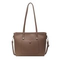 Braune Tragetasche mit Litschi-Muster, Vordertasche und verstellbarem Schultergurt - Khaki