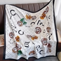 Floral silk square scarf with pearl chains and letters on ivory base over leather sofa - One Size / White(XW-85)