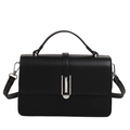 Elegante borsa a mano squadrata nera con hardware in argento e tracolla staccabile - Nero
