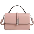 Borsa a mano rosa minimalista con fibbia in metallo argento e tracolla staccabile - Rosa