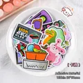 Autocollants mignons de dinosaures et fruits pour carnets dans un bol blanc - Dessin Animé-50 Pièces