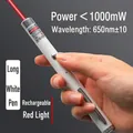 White rechargeable laser pointer with red beam for teaching and office presentations - Long Style / White / Rechargeable / Red