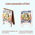Cute wooden cat card holder and photo stand for desk organization and stationery - God of Learning