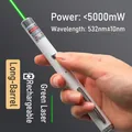 White handheld rechargeable pointer pen emitting a powerful green laser beam light - Long Style / White / Rechargeable / Green